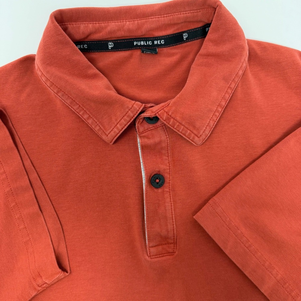 Public Rec Go-To‎ Polo Mens Medium Burnt Orange Tencel Stretch Shirt